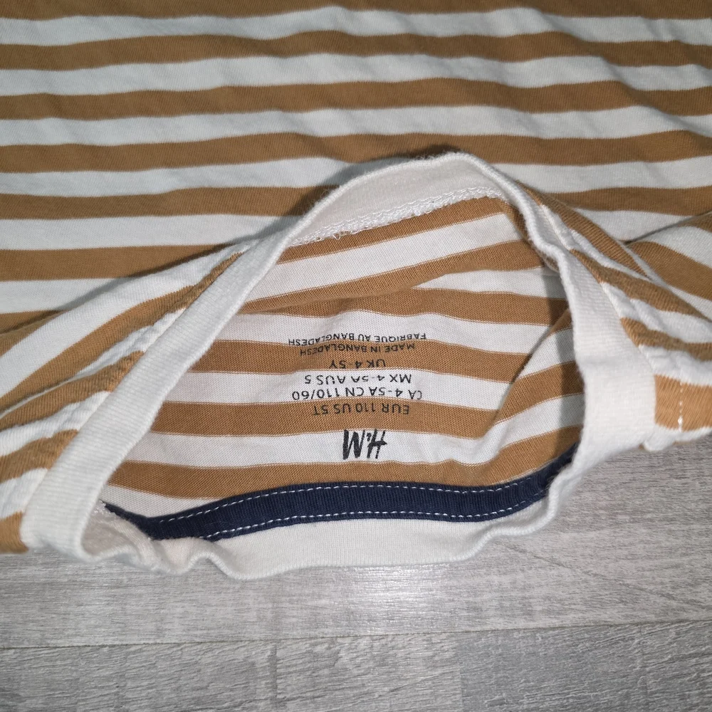 Striped Brown and White Kids T-Shirt - Picture 2 of 4